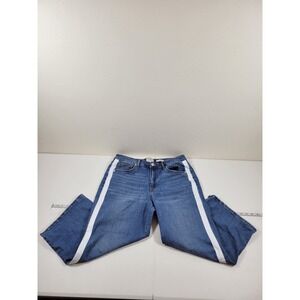 LOGO Lori Goldstein Wide Leg Jeans Women 12P Blue Excellent Side Stripe Denim